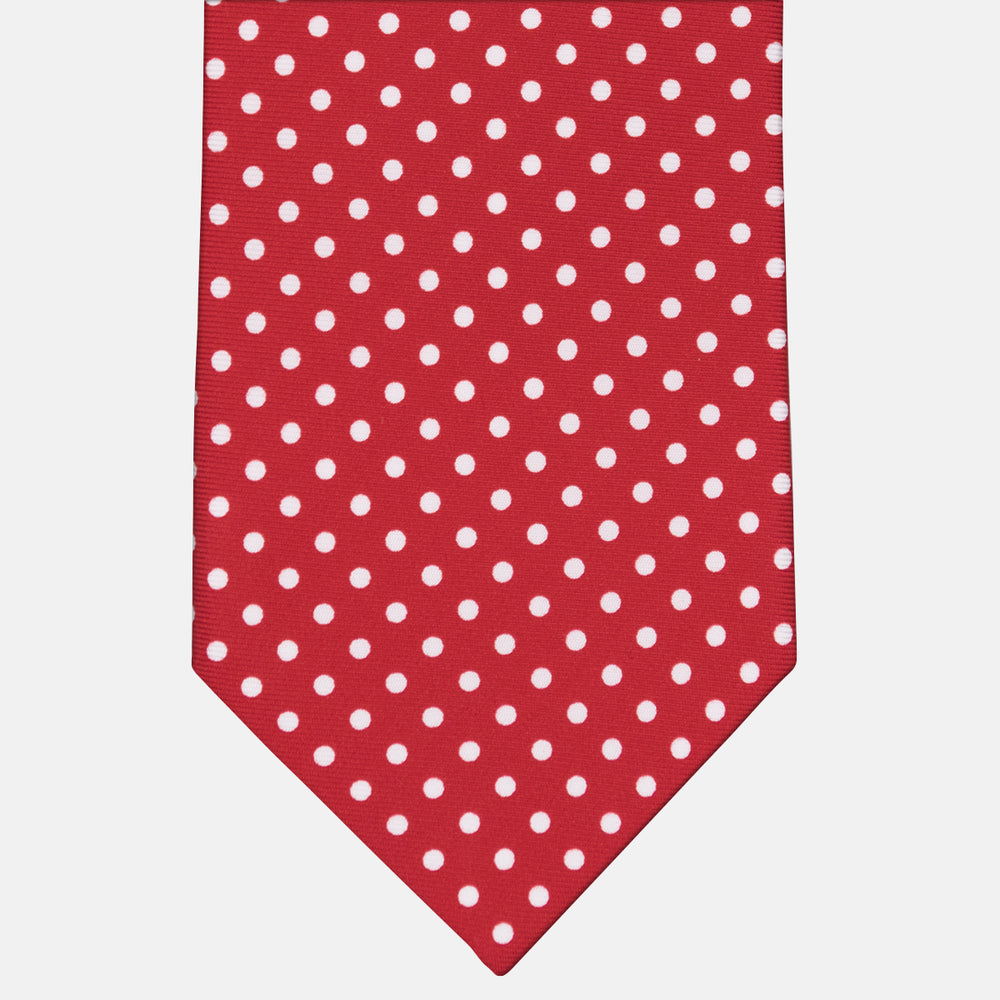 3-fold Silk Tie with Red Polka Dot Pattern - M6847