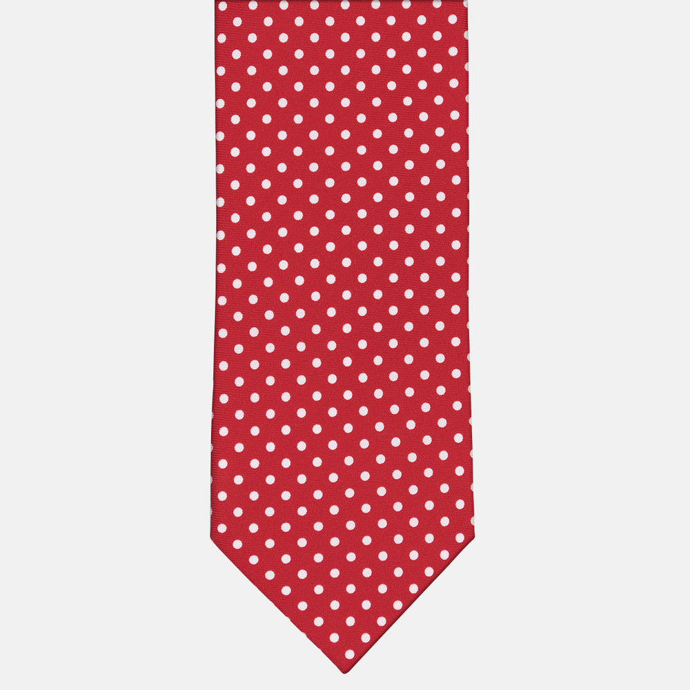 3-fold Silk Tie with Red Polka Dot Pattern - M6847