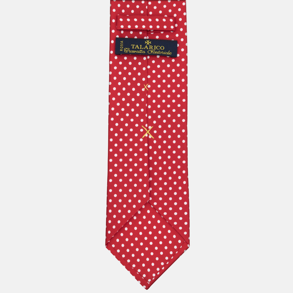 3-fold Silk Tie with Red Polka Dot Pattern - M6847