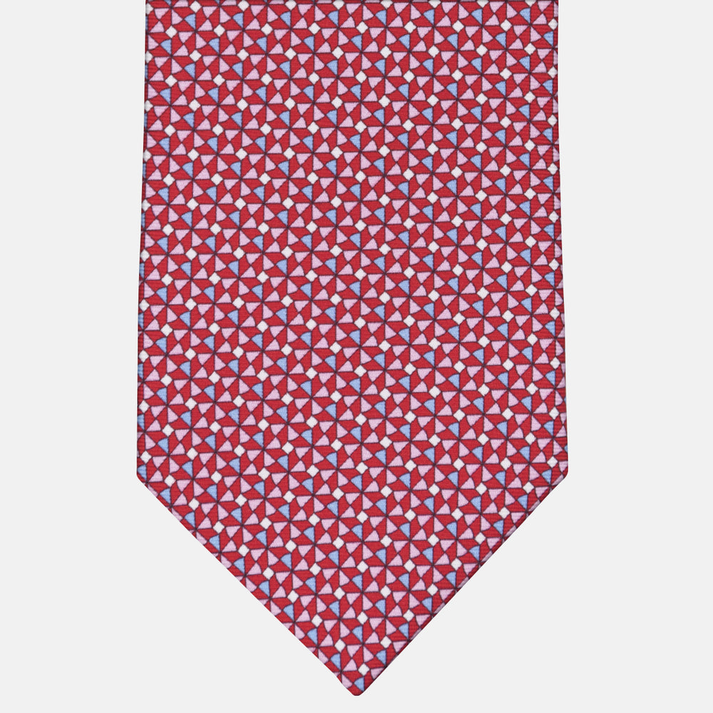 3-fold Silk Tie Geometric Pattern Red-M50028