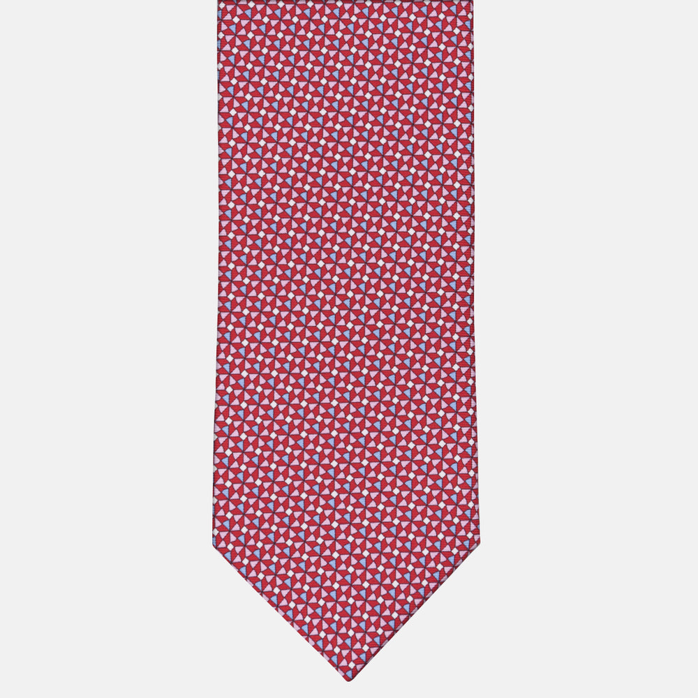3-fold Silk Tie Geometric Pattern Red-M50028