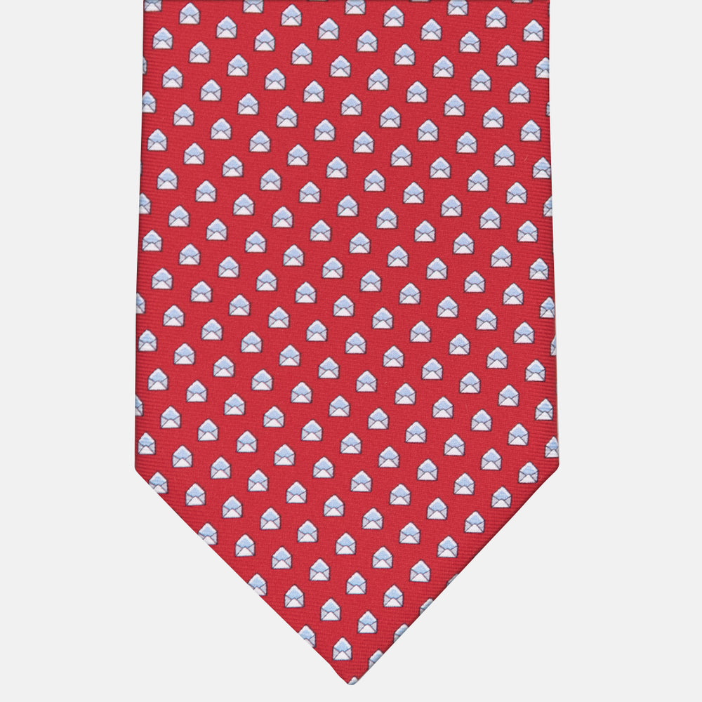 3-fold Silk Tie Pattern Letter Red - M49541