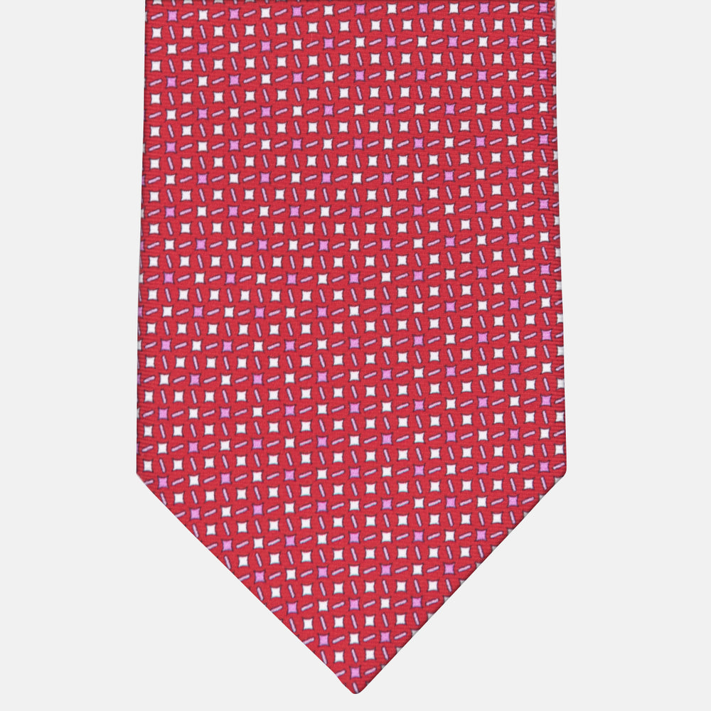 3-fold Silk Tie Geometric Pattern Red-M48652