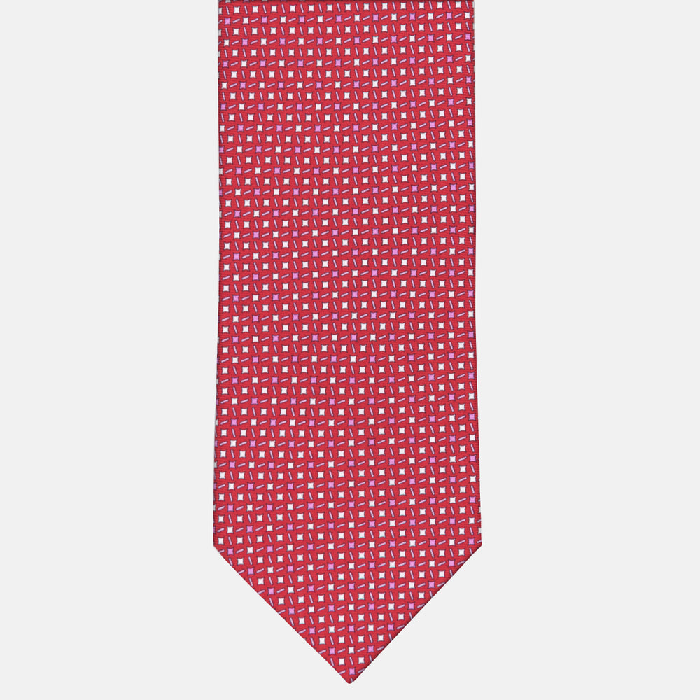 3-fold Silk Tie Geometric Pattern Red-M48652