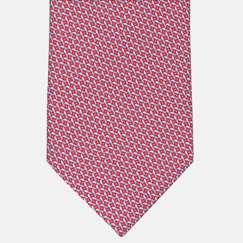 3-fold Silk Tie Geometric Pattern Red - MOA226