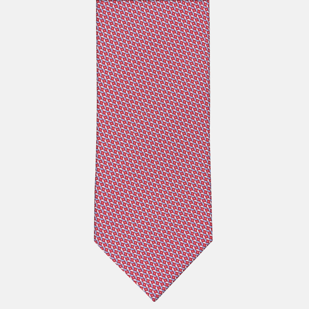 3-fold Silk Tie Geometric Pattern Red - MOA226