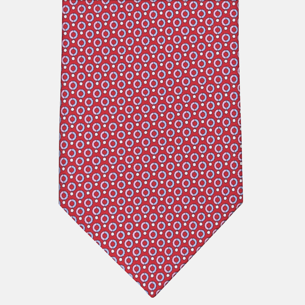 3-fold Silk Tie with Red Polka Dot Pattern - M50026