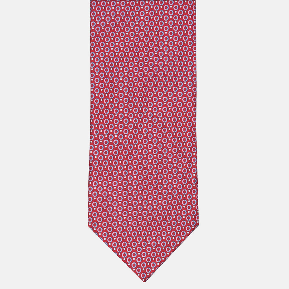 3-fold Silk Tie with Red Polka Dot Pattern - M50026