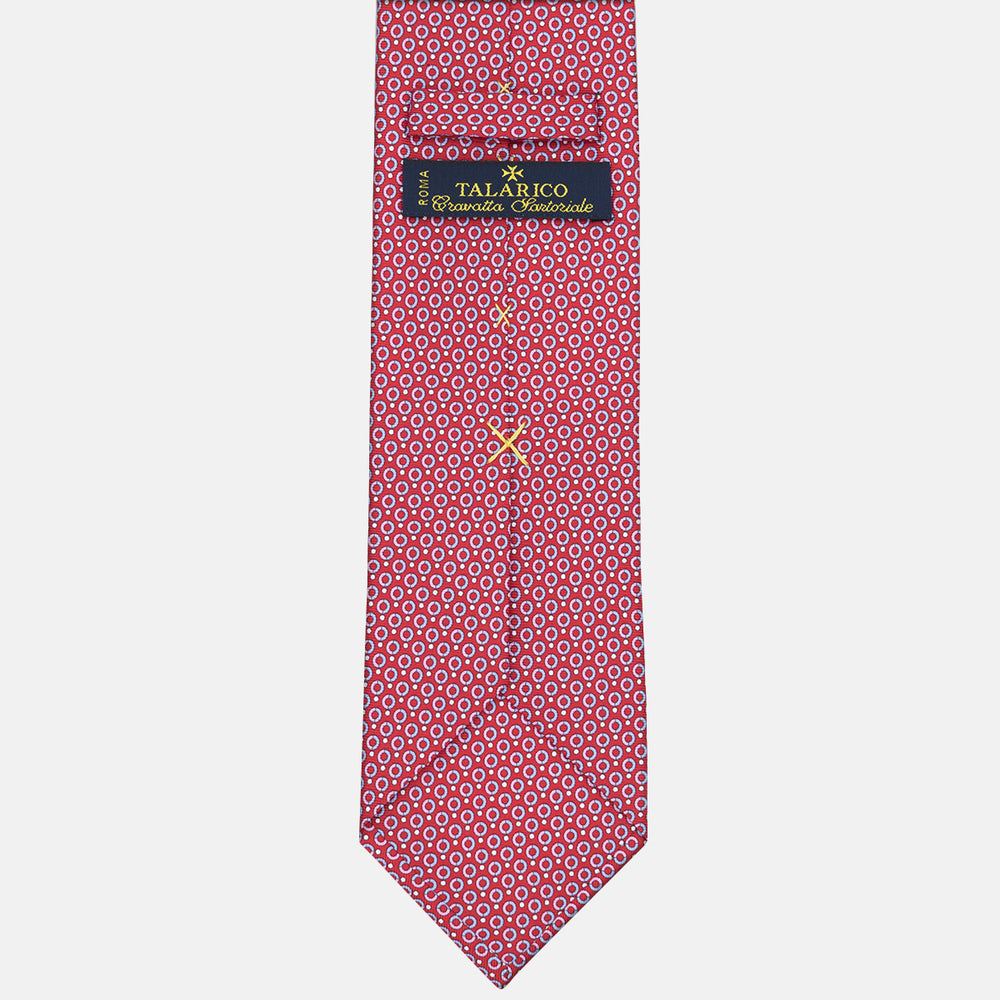 3-fold Silk Tie with Red Polka Dot Pattern - M50026
