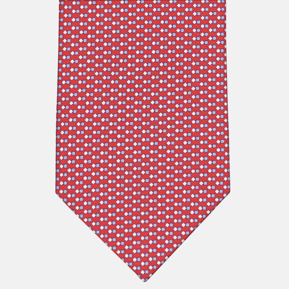 3-fold Silk Tie Geometric Pattern Red - M49800