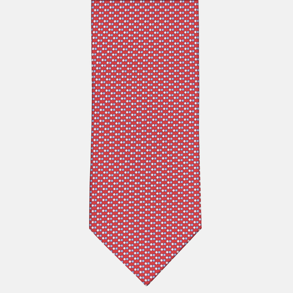 3-fold Silk Tie Geometric Pattern Red - M49800