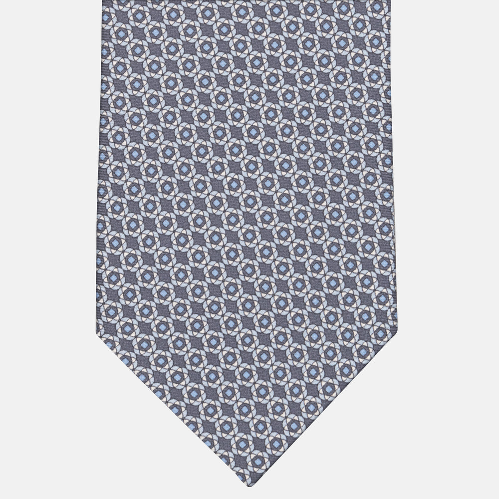 3-fold Tie in Floral Pattern Silk Gray-M49150