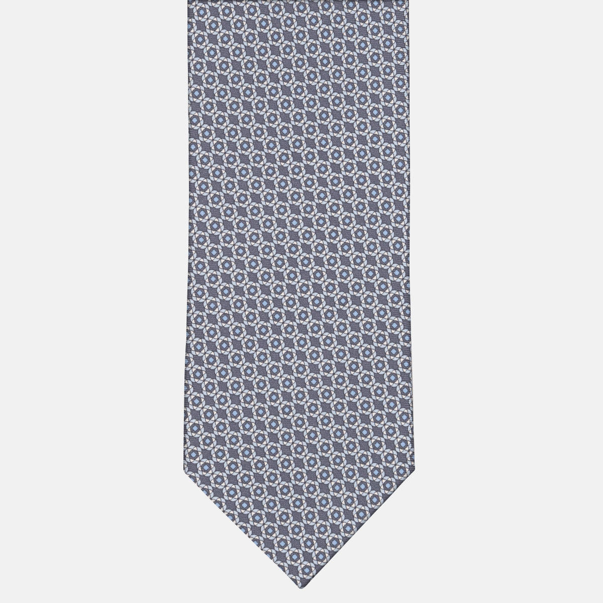 Cravatta 3 pieghe in Seta Fantasia Floreale Grigio-M49150
