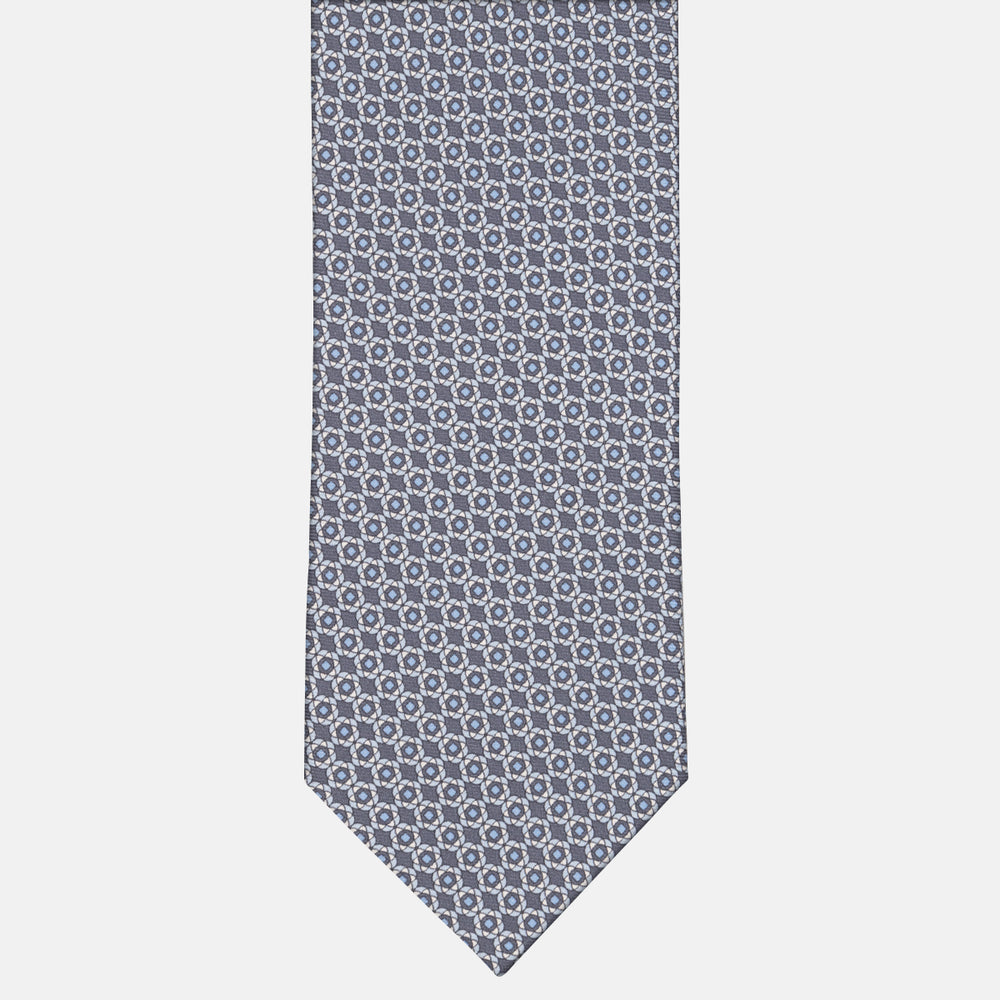 3-fold Tie in Floral Pattern Silk Gray-M49150