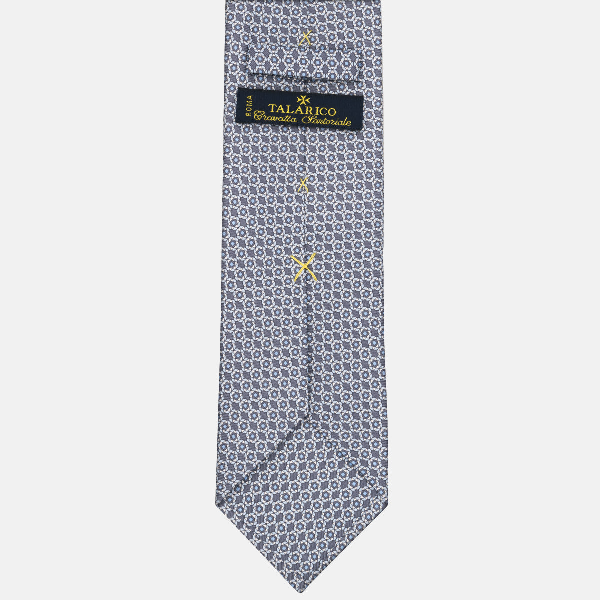 Cravatta 3 pieghe in Seta Fantasia Floreale Grigio-M49150