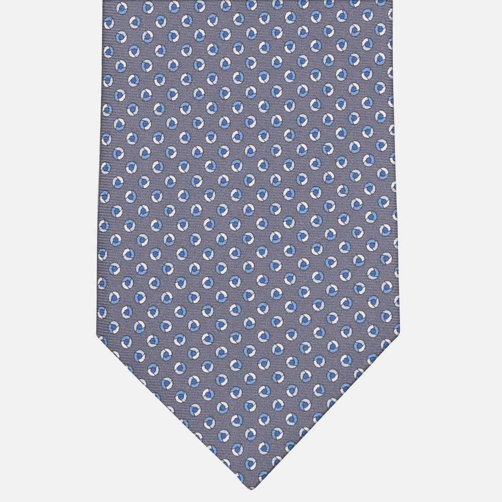 3-fold Tie in Silk Geometric Pattern Gray - M50004