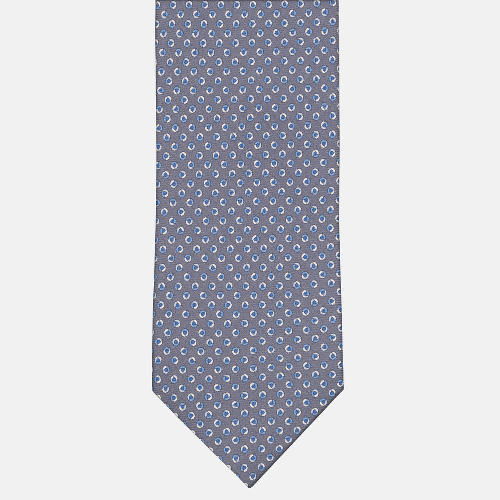 3-fold Tie in Silk Geometric Pattern Gray - M50004