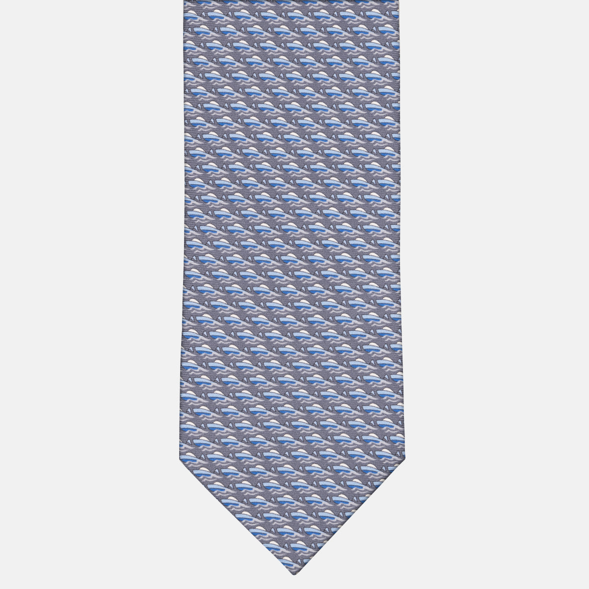 3-Fold Silk Tie Boat Pattern Grey-M49151