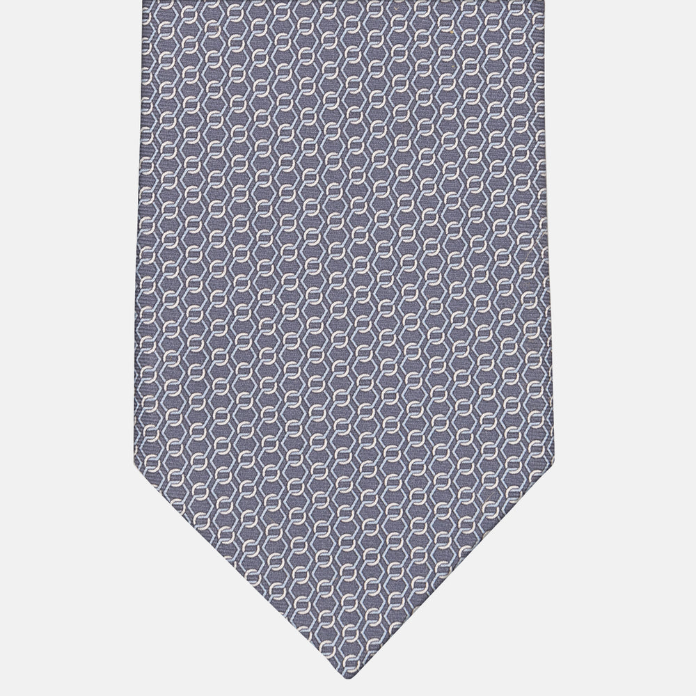 3-fold Tie in Patterned Silk Linked Gray - MO8468