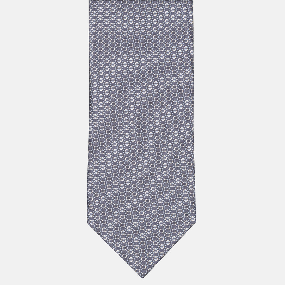 3-fold Tie in Patterned Silk Linked Gray - MO8468