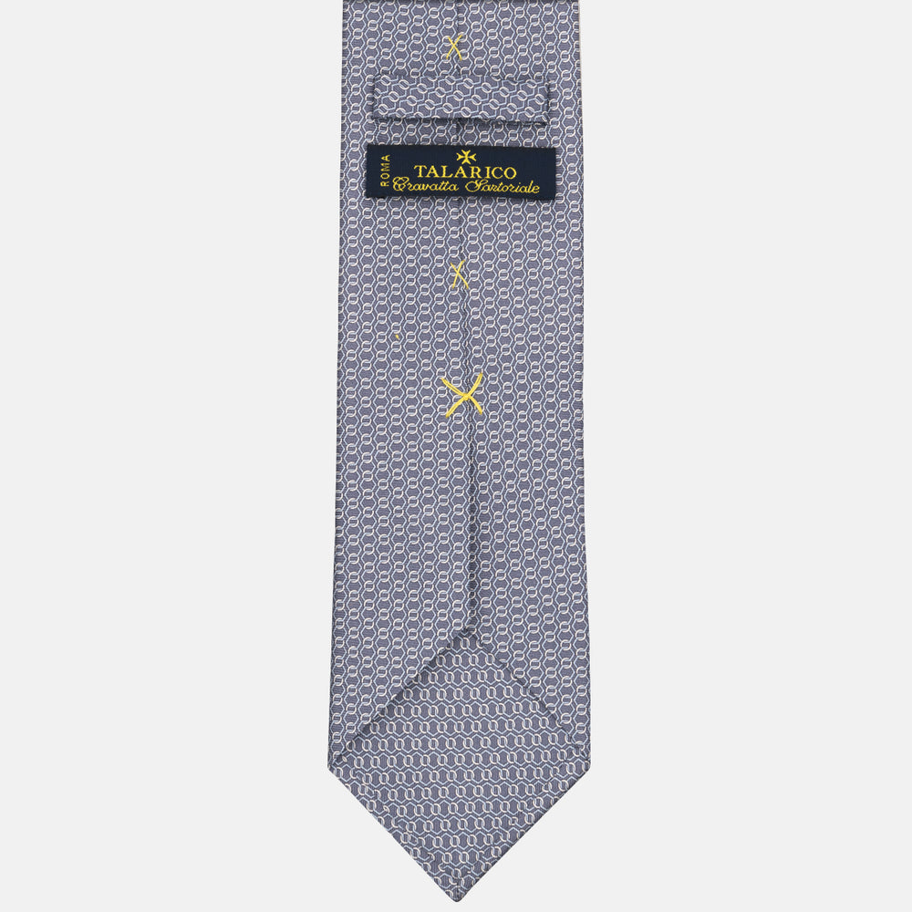 3-fold Tie in Patterned Silk Linked Gray - MO8468
