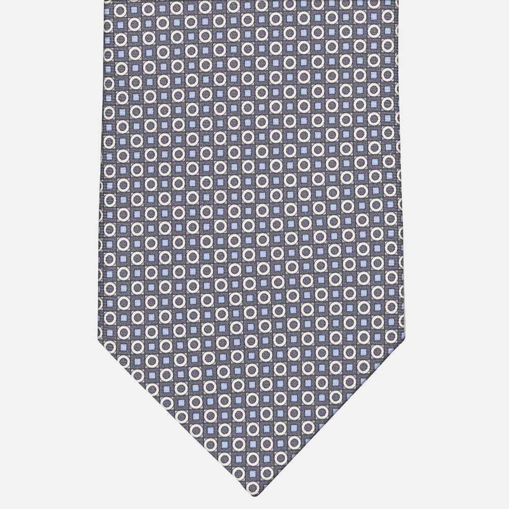 3-fold Tie in Silk Geometric Pattern Gray-M49115
