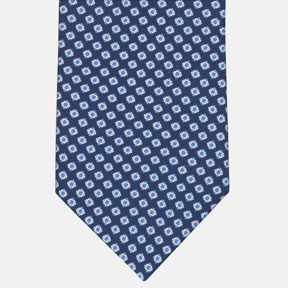 3-fold Tie in Geometric Pattern Light Blue Silk - M34008