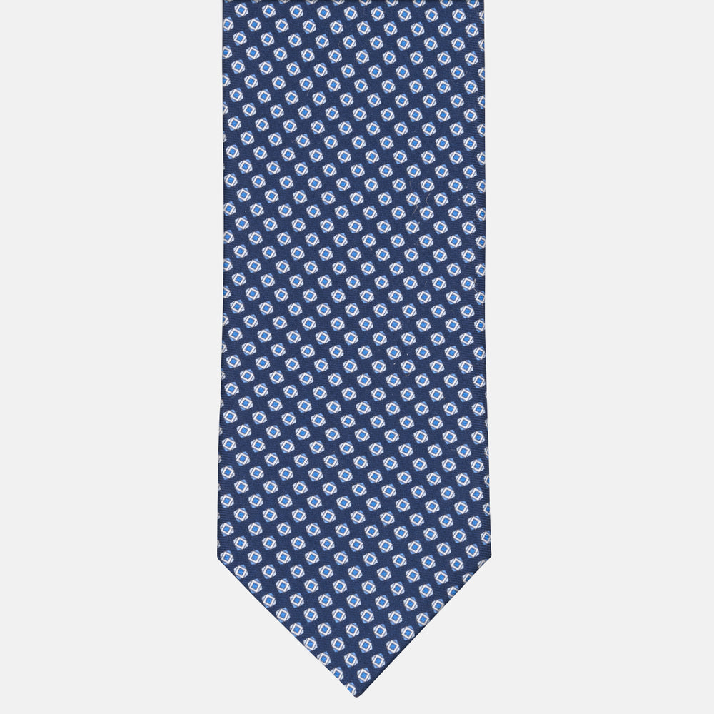 3-fold Tie in Geometric Pattern Light Blue Silk - M34008