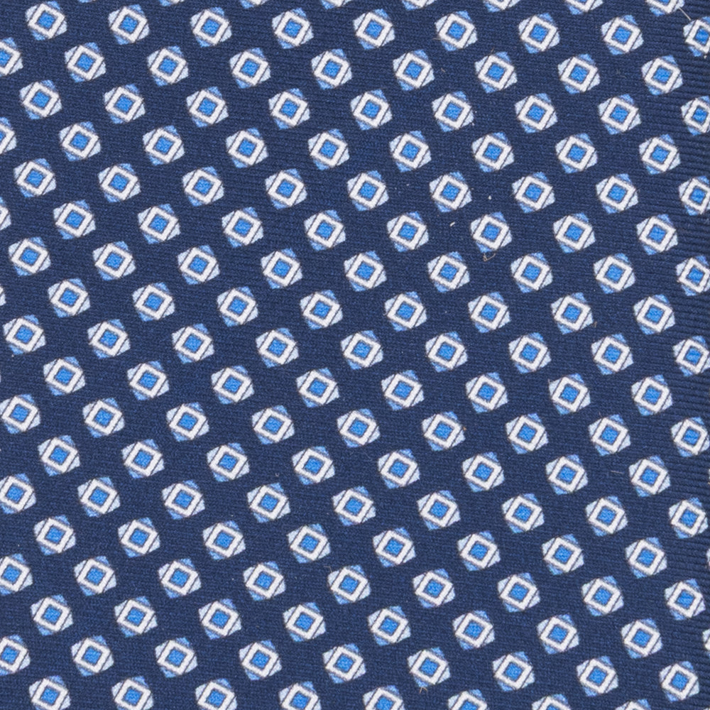 3-fold Tie in Geometric Pattern Light Blue Silk - M34008