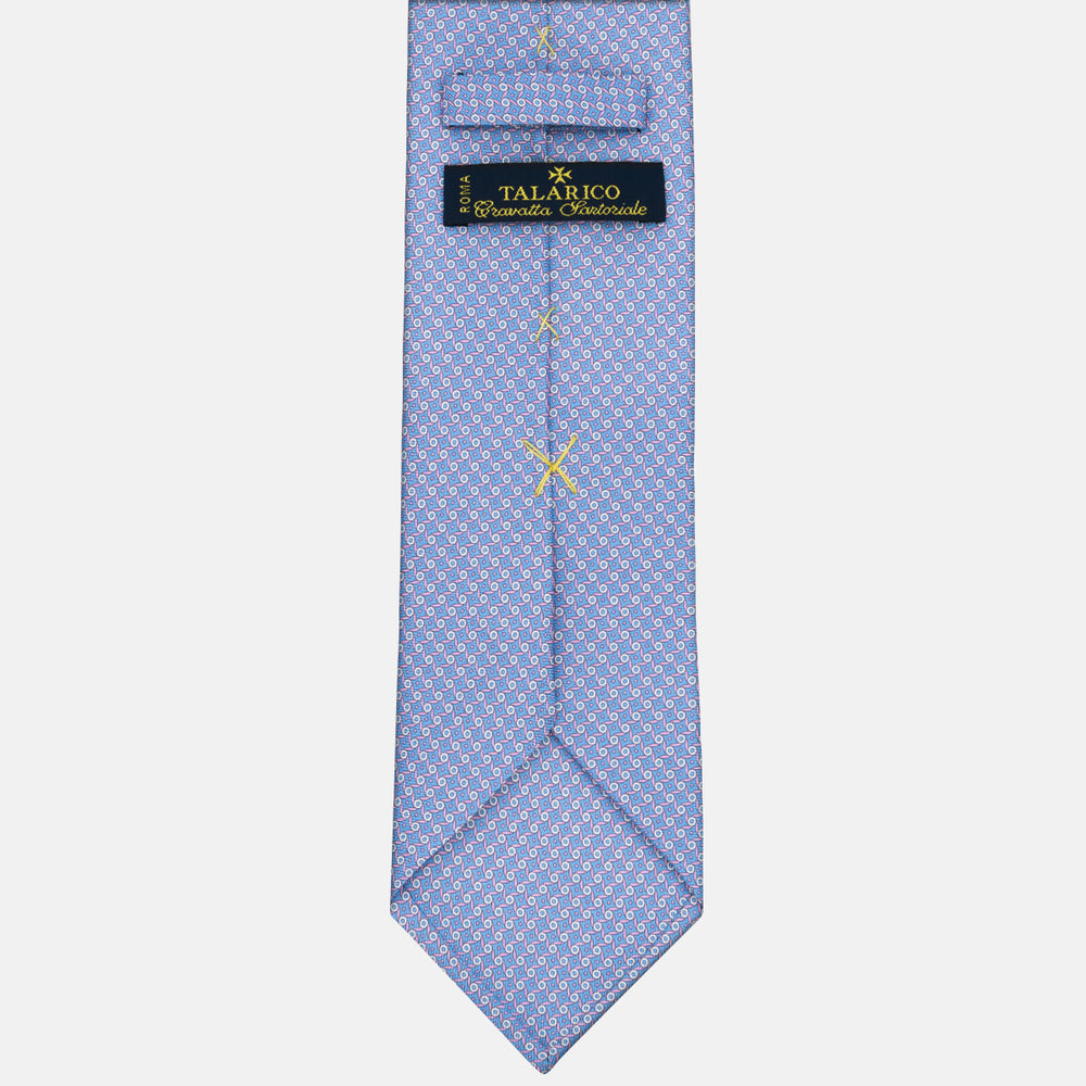 3-fold Tie in Geometric Pattern Light Blue Pink Silk - M50005