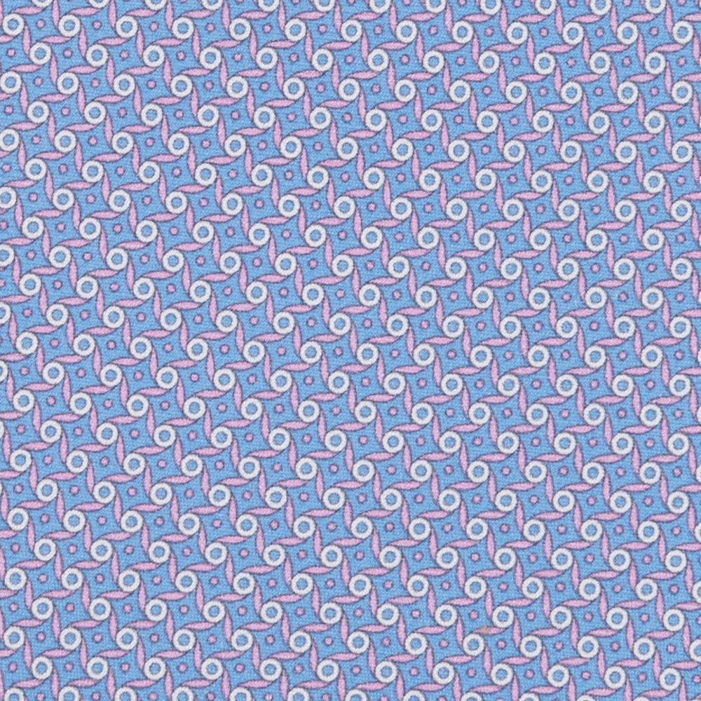 3-fold Tie in Geometric Pattern Light Blue Pink Silk - M50005