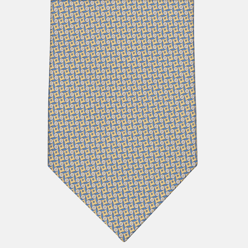 3-fold Tie in Geometric Pattern Silk Yellow - M50005