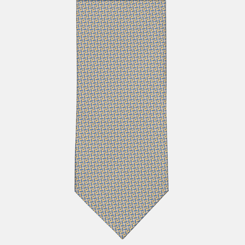 3-fold Tie in Geometric Pattern Silk Yellow - M50005