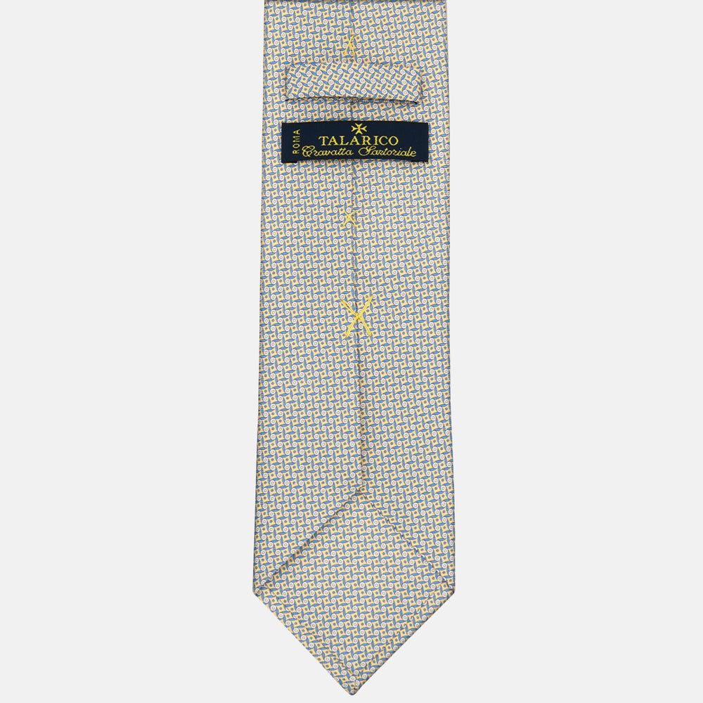 3-fold Tie in Geometric Pattern Silk Yellow - M50005