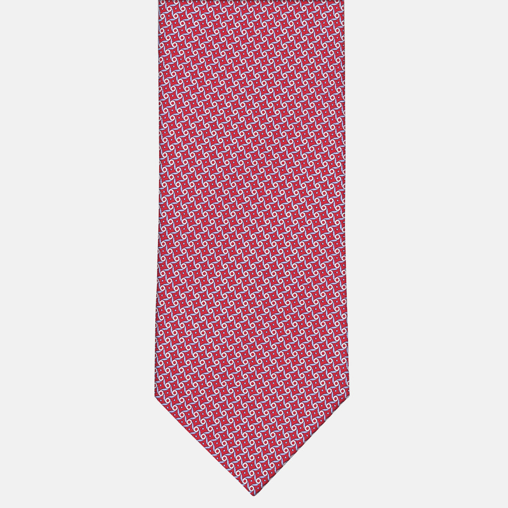 3-fold Silk Tie Geometric Pattern Red - M50005