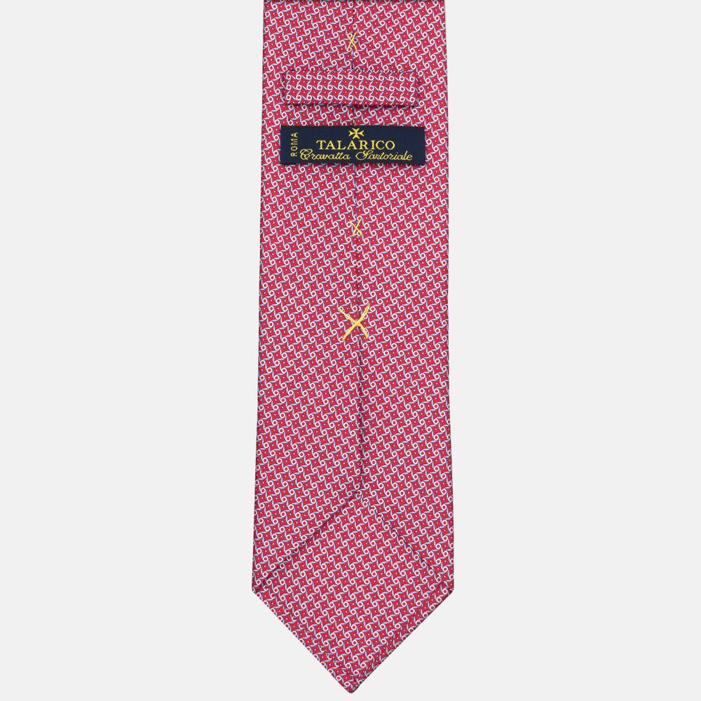 3-fold Silk Tie Geometric Pattern Red - M50005