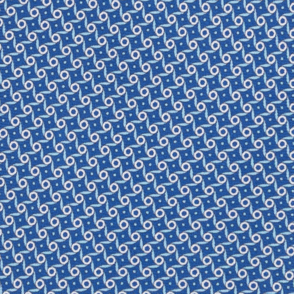 Cravatta 3 pieghe in Seta Fantasia Geometrica Azzurro- M50005