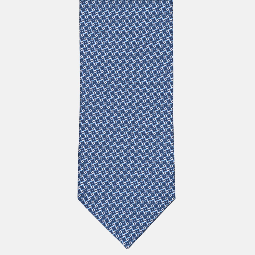 3-fold Tie in Geometric Pattern Light Blue Silk - M50005