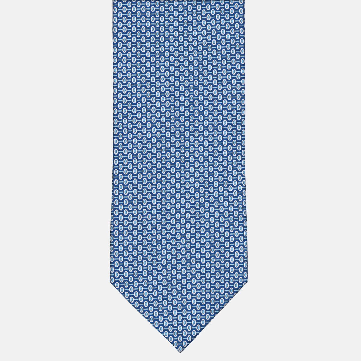 3-Fold Silk Tie Geometric Pattern Pool Blue - M50023