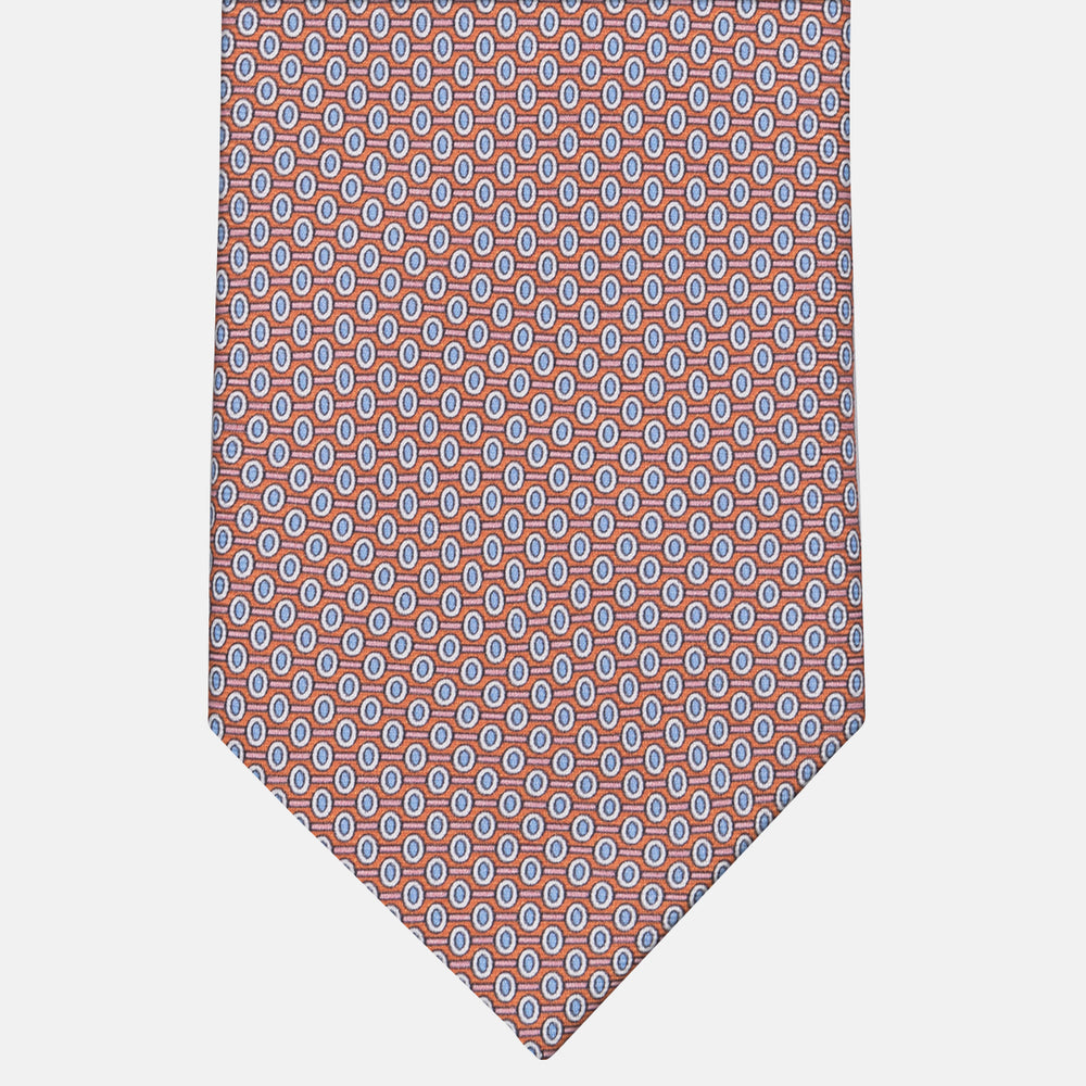 3-fold Tie in Geometric Pattern Orange - M50023