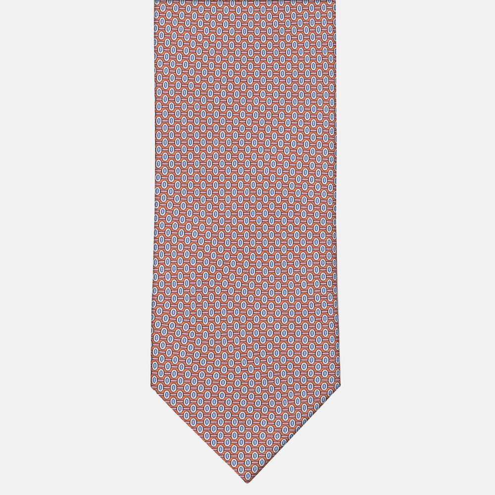 3-fold Tie in Geometric Pattern Orange - M50023