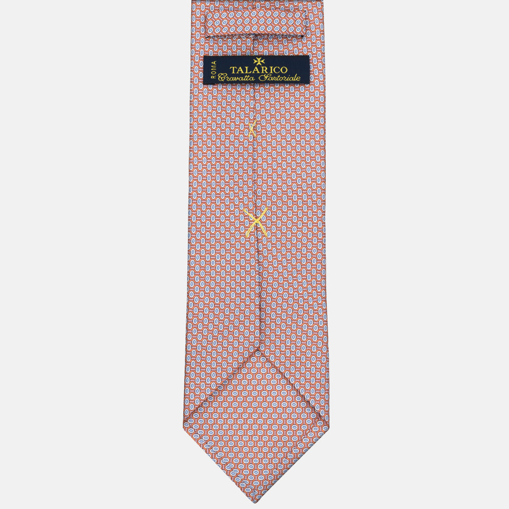 3-fold Tie in Geometric Pattern Orange - M50023
