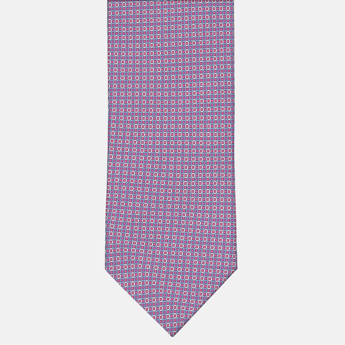 3-fold Silk Tie Geometric Pattern Light Blue Pink - MAO8457