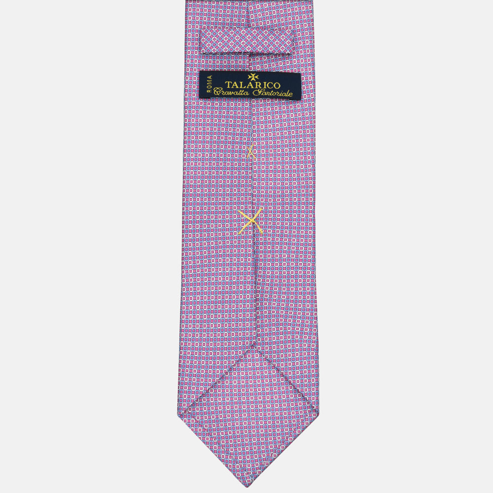 3-fold Tie in Dark Pink Geometric Pattern Silk - MAO8457