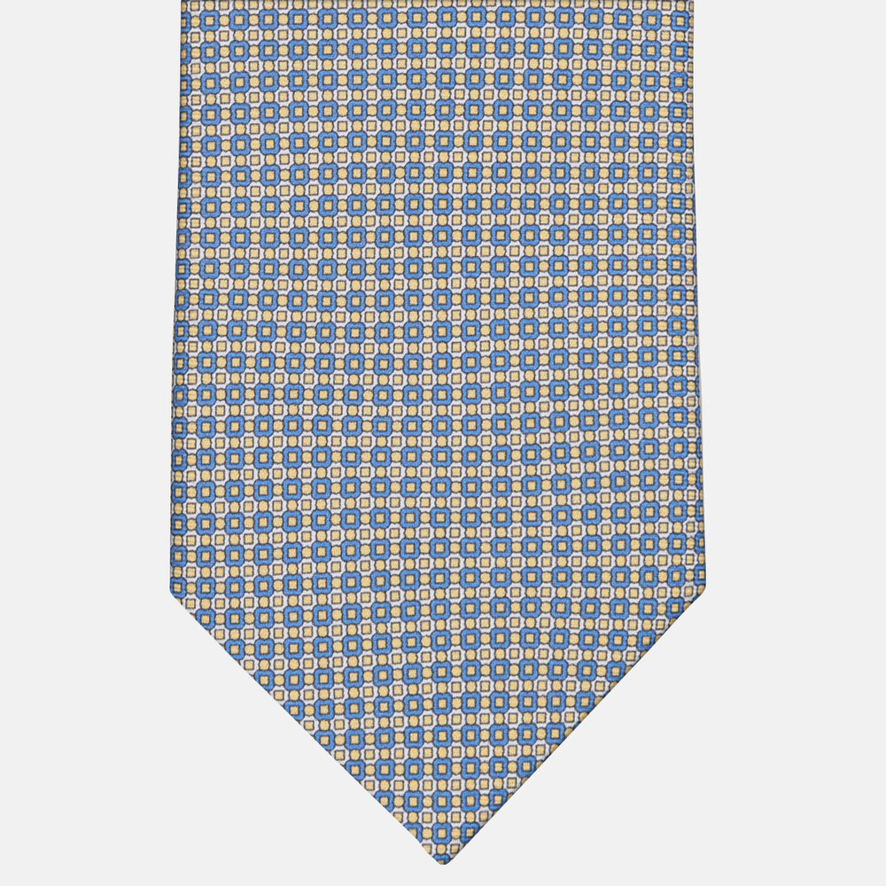 3-fold Silk Tie with Geometric Pattern Yellow - MAO8457