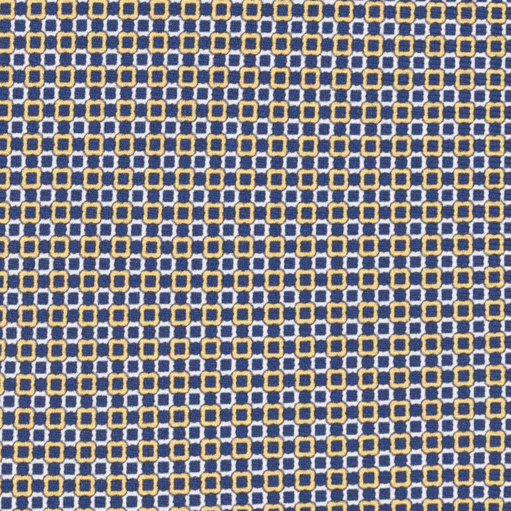 3-fold Tie in Silk Geometric Pattern Blue Yellow - MAO8457