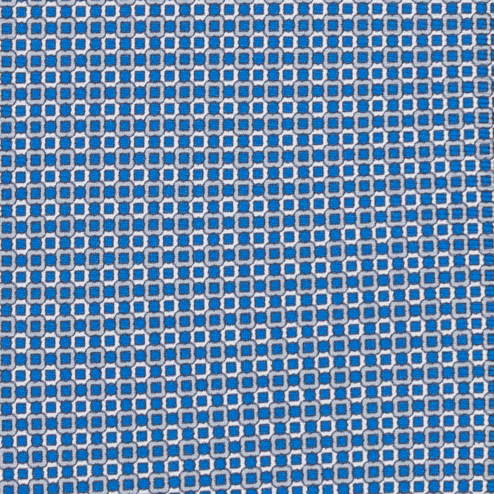 3-fold Silk Tie with Geometric Pattern in Blue - MAO8457