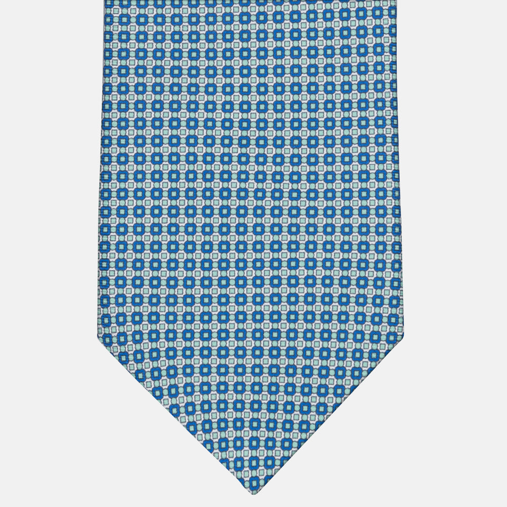 3-fold Silk Tie with Geometric Pattern Tiffany - MAO8457
