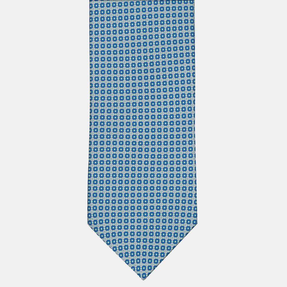 3-fold Silk Tie with Geometric Pattern Tiffany - MAO8457