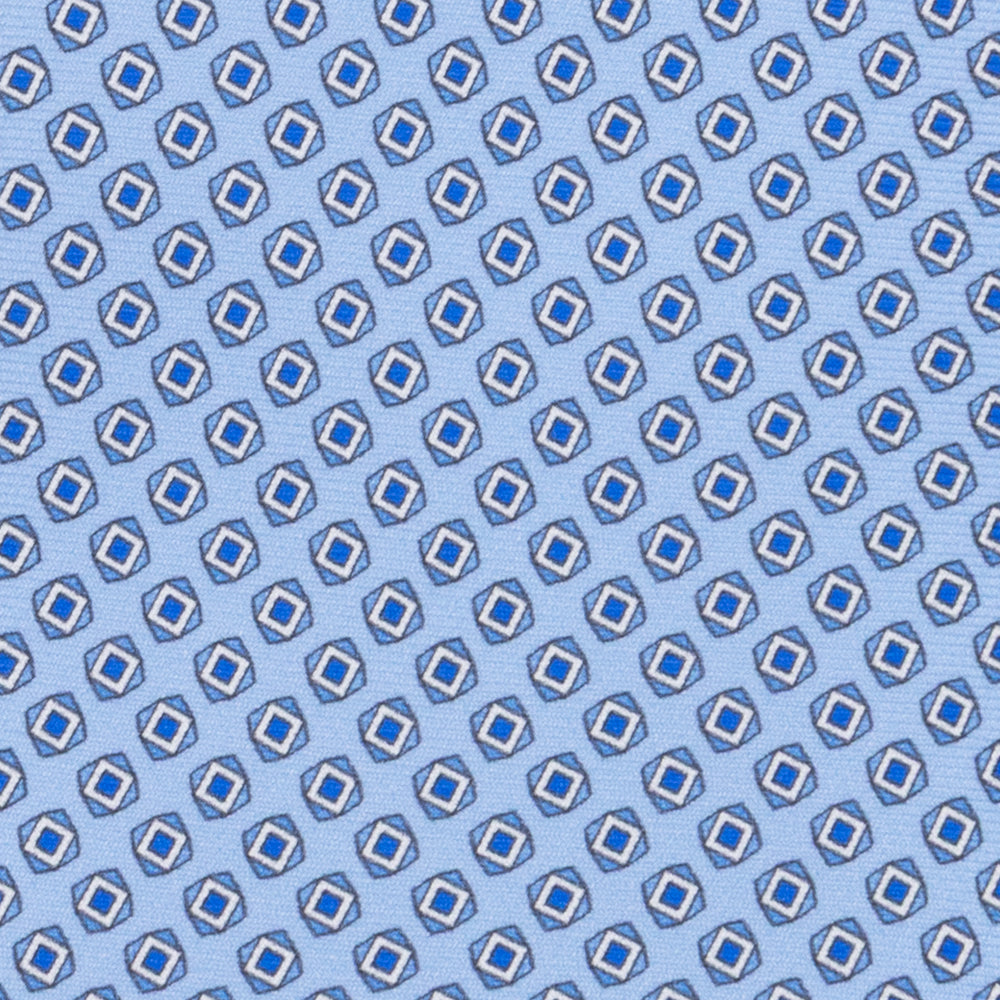 3-fold Tie in Geometric Pattern Sky Blue Silk - M34008